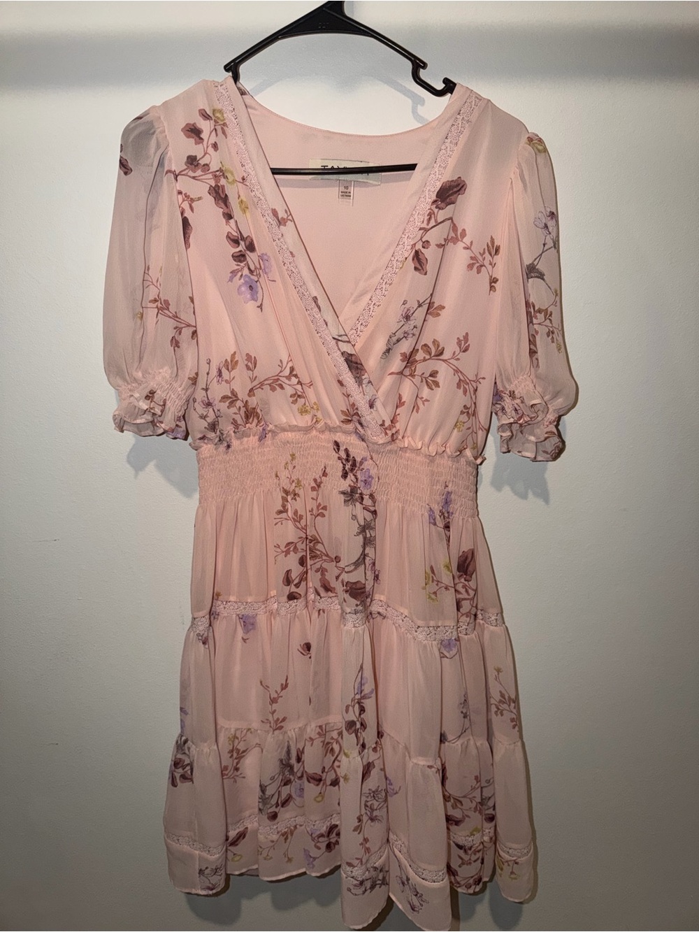 Taylor Blush Pink Floral Wrap Mini Dress